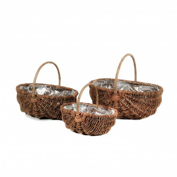 Bügel-Korb oval,Set/3 ungeschälte Weide ANGEBOTS-PREIS,23x15/28x21/34x24cm