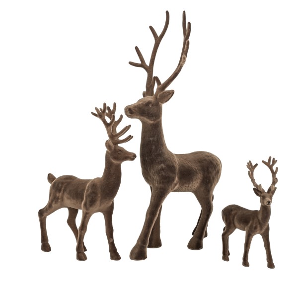 Hirsch, stehend, Kunststoff, beflockt nussbraun