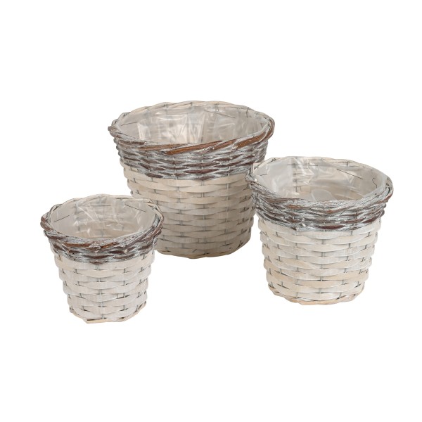 Holzspan Pflanz-Topf mit Naturrand weiß