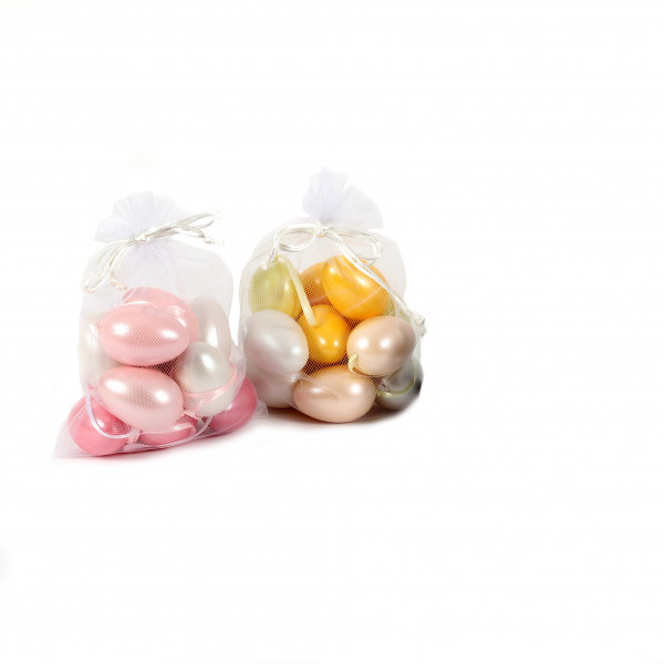 Deko Ei Pastell Kunststoff,3fb.sort. 6 cm, Btl a. 12 Stück (Beutelpreis)