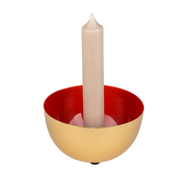 Spitzkerzenhalter rot-gold 10 x 5,5 cm