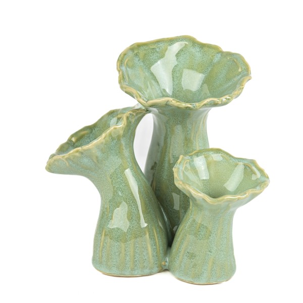 Keramik Vase 3-Klang 18x13xh17,5 cm grün Reaktionsglasur