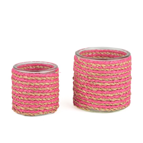 Glas-Topf mit Seegras umwickelt