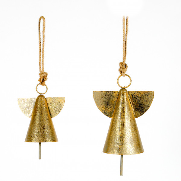 Engel z.hängen, Metall, mit Glöckchen gold-glitter