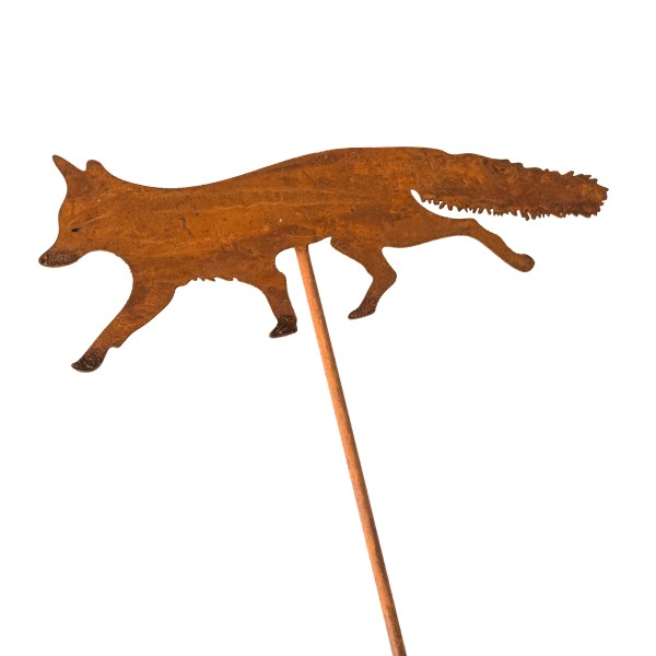 Metall-Stecker Fuchs laufend, rost 16 cm, Gesamtlänge 45 cm