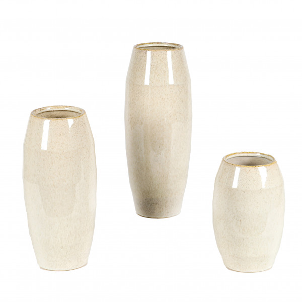 Keramik Vase, creme, glasiert