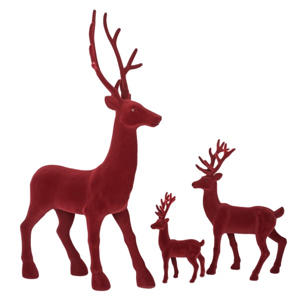 Hirsch, stehend, burgund, beflockt