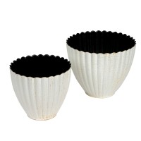 Kunststoff-Topf gewellt, weiß antik Kunststoff-Topf gewellt, weiß antik