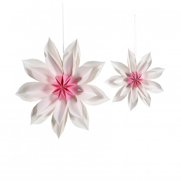 Dekoblüte z.hängen,Papier, weiss-pink faltbar