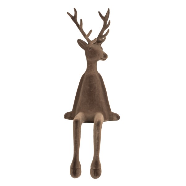 Kantenhocker Hirsch,Kunststoff, beflockt nussbraun, 56 cm