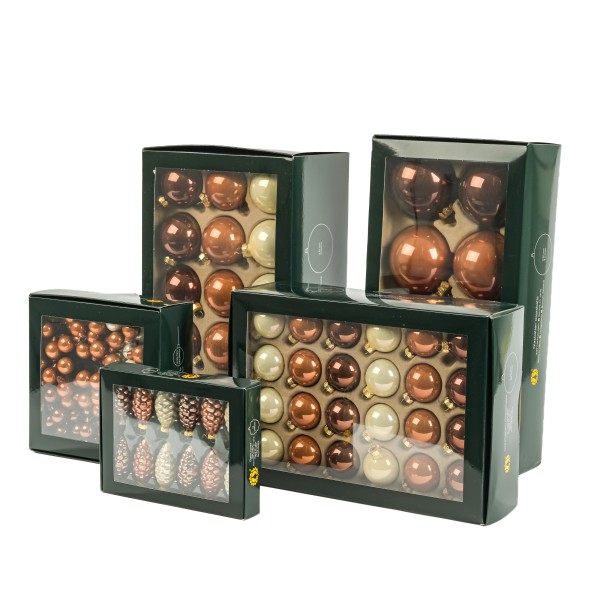 Glaskugeln, 80mm, Box/8 St. opal natural sortiert