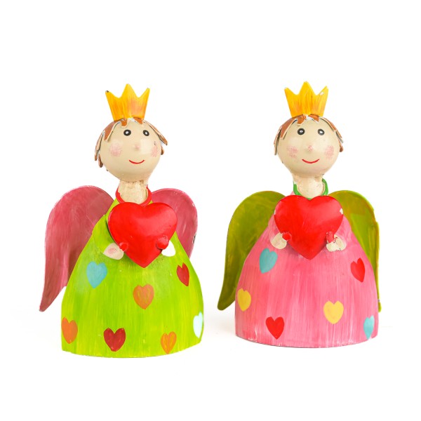 Metall-Engel,klein,7x5x11,2Farben sort mit Herz und Krone