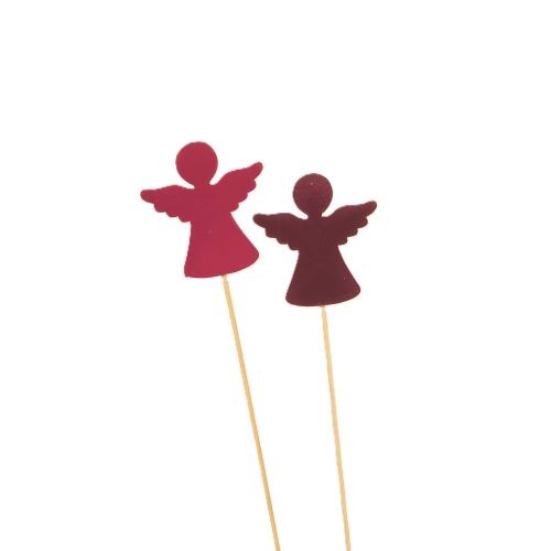 Engel-Stecker beflockt, 7cm rot und dk rot sortiert, Stecker 35 cm