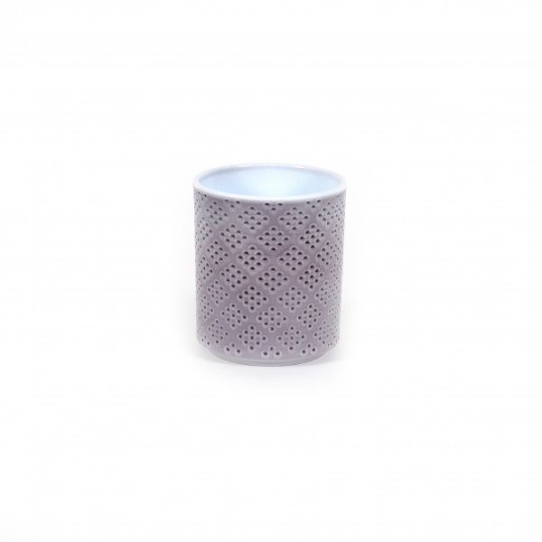 Zylinder-Orchideentopf Würfelstruktur 15cm, grau Lasur