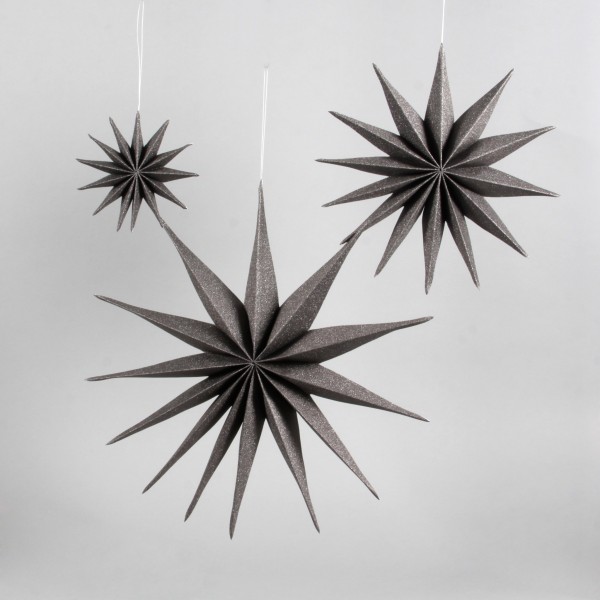 Stern Ayael Papier, anthrazit Glimmer,15cm,faltbar
