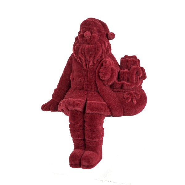 Kantenhocker Nikolaus, Kunststoff beflockt, samtrot, 30 cm