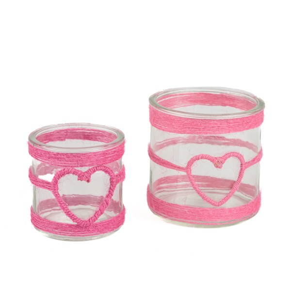 Glas-Topf mit Herz in rosa