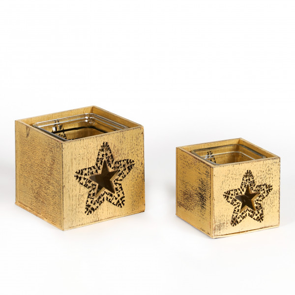 Holz-Windlicht Stern m