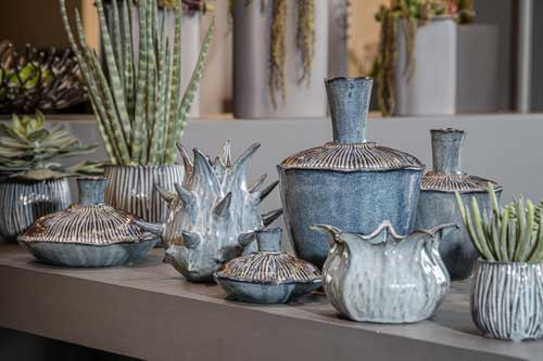 Keramik Schale Thetis blau Reaktions- glasur