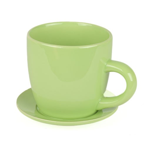 Keramik-Pflanztasse Kora ,18x15xH12,3cm mit Unters, grün glasiert