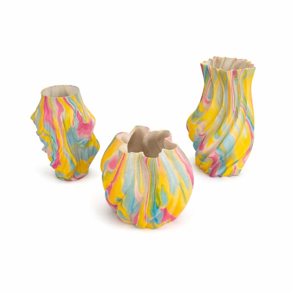 Keramik Vase Olbia gedreht,3D print -verfahren, rainbow