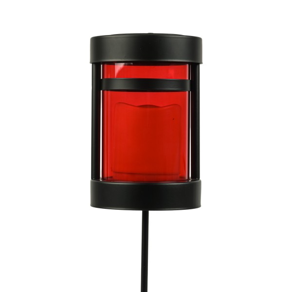 Solar Grab-Laterne schwarz,Metall 12xh18 cm,rotes Glas,stellen o stecken möglich