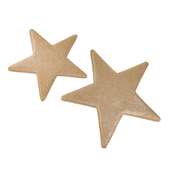 Glitter-Stern, flach, z.hängen, champagner