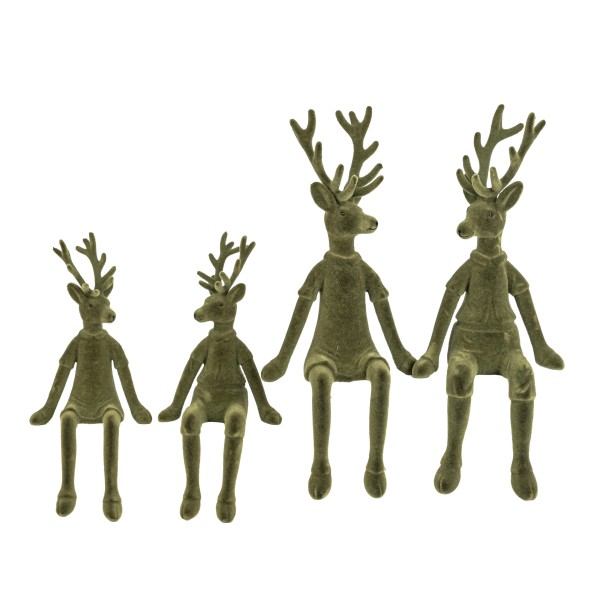 Kantenhocker Pärchen Hirsch, Kunststoff beflockt, waldgrün