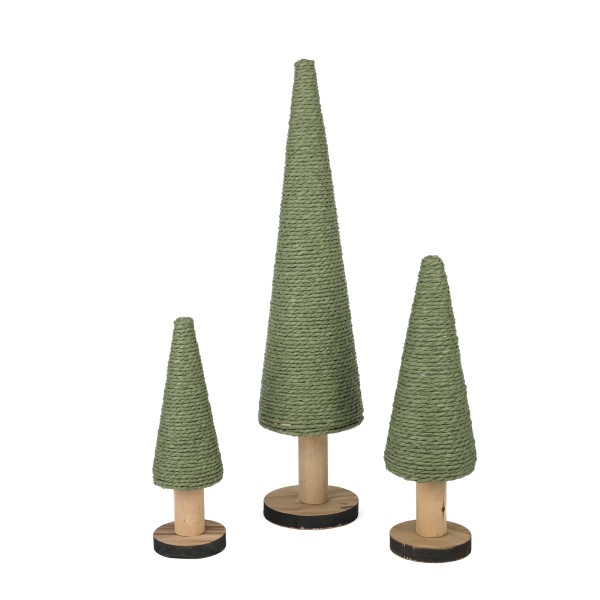 Deko-Tannenbaum auf Holzfuß, paper-rope grün