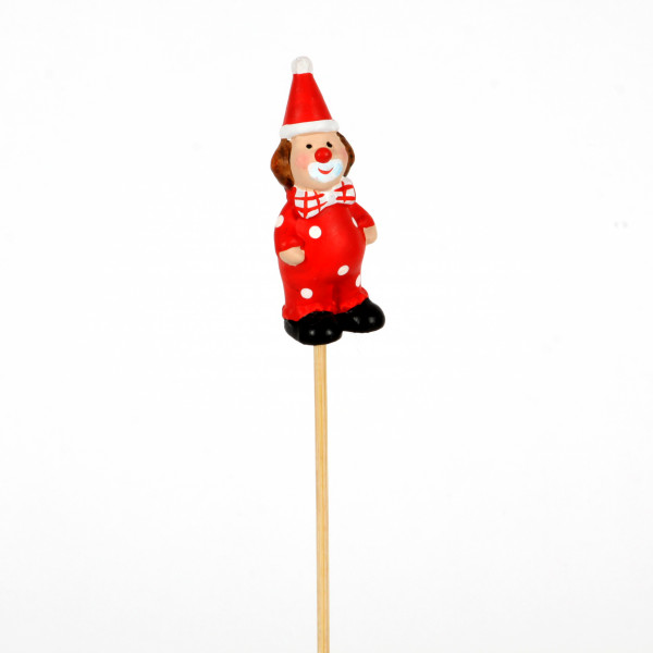 Keramik Clown-Stecker Kölle 25 cm,rot/weiß