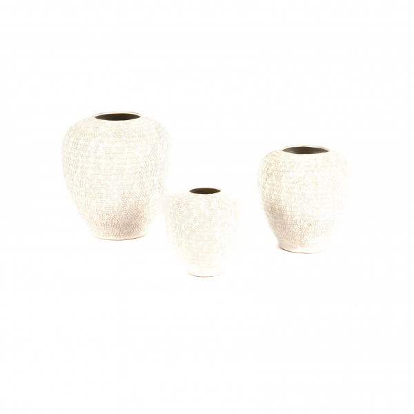 Keramik-Vase Dottie, weiß-braun glänzend