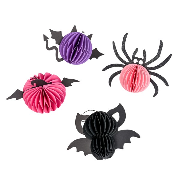 Papier-Ornamente Halloween 4 Modelle sort., zum Hängen