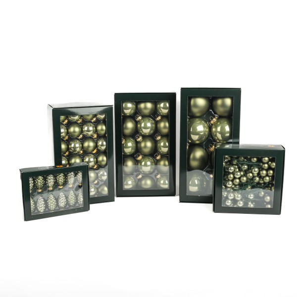 Glaskugeln, 80mm, Box/8 St. granite green
