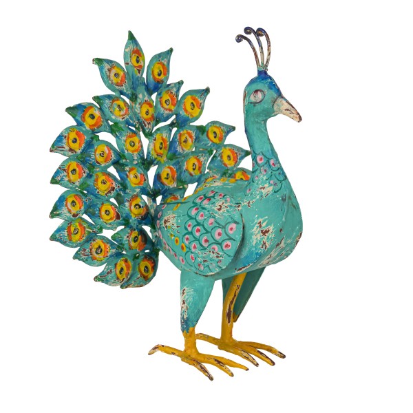 Metall Pfau Cora , radschlagend 23x16x26cm