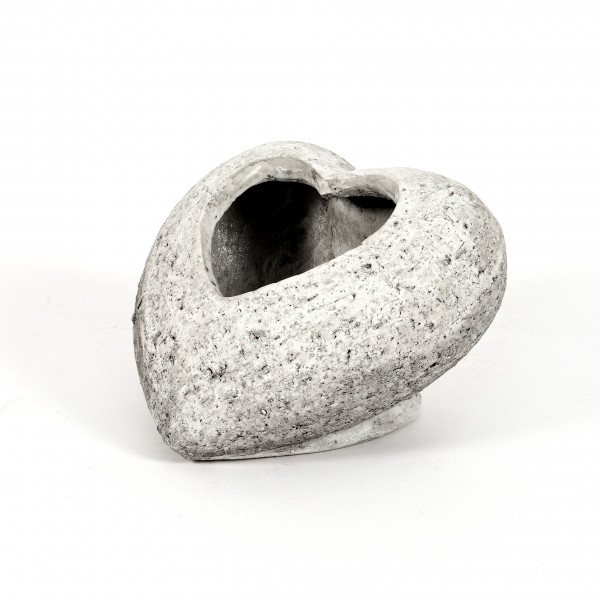 Keramik Steck o.Pflanz-Herz, liegend 45 Grad Winkel,19x17x13cm,weiß-antik