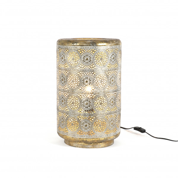 Metall-Lampe gold-antik ,white-washed 29x29xh46cm