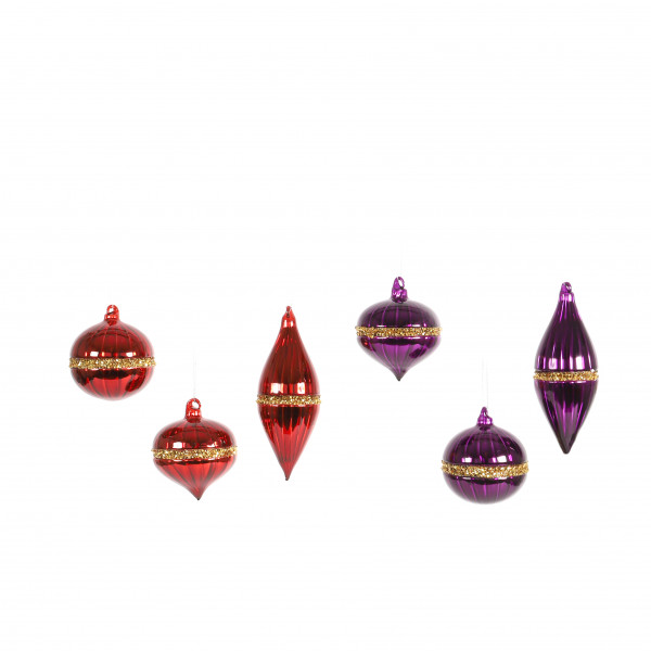 Baumschmuck Retro , Glas 8 cm, 3 Mod., rot