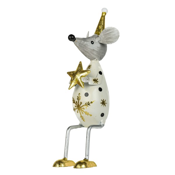 Kantenhocker Maus mit Stern weiß gold 9 x 8 x 23 cm