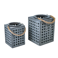 Holz Laterne, grau antik Holz Laterne, grau antik