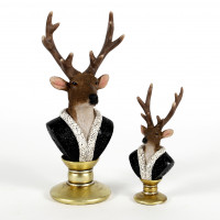 Poly Deko-Hirsch auf Sockel,schwarz/gold 11x9xh25 cm Poly Deko-Hirsch auf Sockel,schwarz/gold 11x9xh25 cm