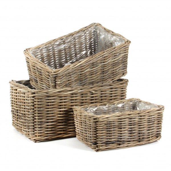 Rattan-Korb Storage rechteck ig, S/3 45/55/65cm
