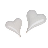 Keramik Deko Herz, liegend,weiß glasiert Keramik Deko Herz, liegend,weiß glasiert