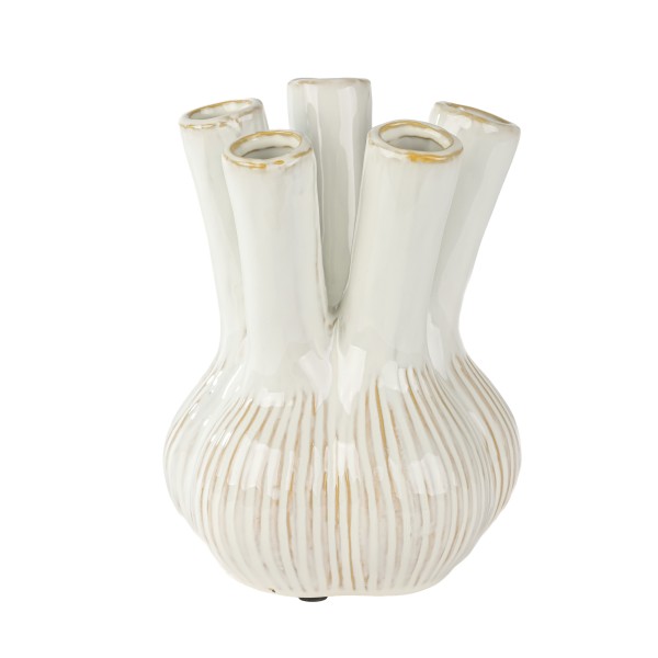 Keramik Vase Verona für 5 Stiele 16x15xh21,5cm, weiß antik glasiert