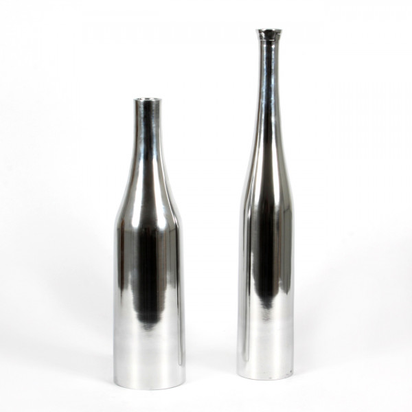 Flasche Glamour Alu, 8x8x30 cm , silber