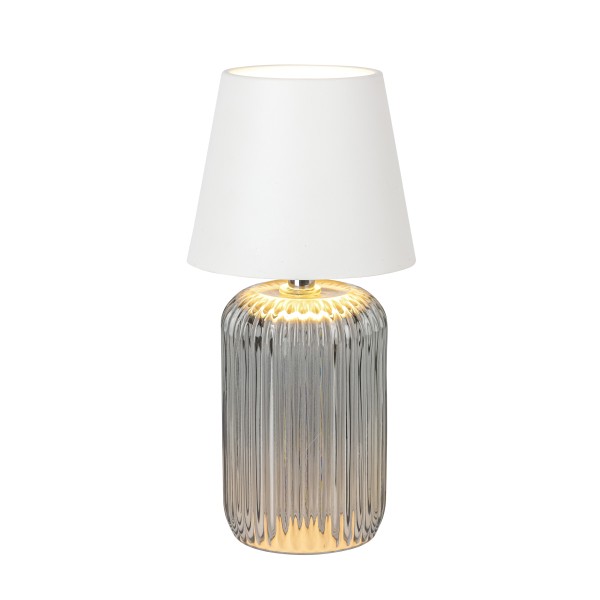 Led Tischlampe grau weiß Touchfunktion Recharge Anschluss 11x22,5 cm