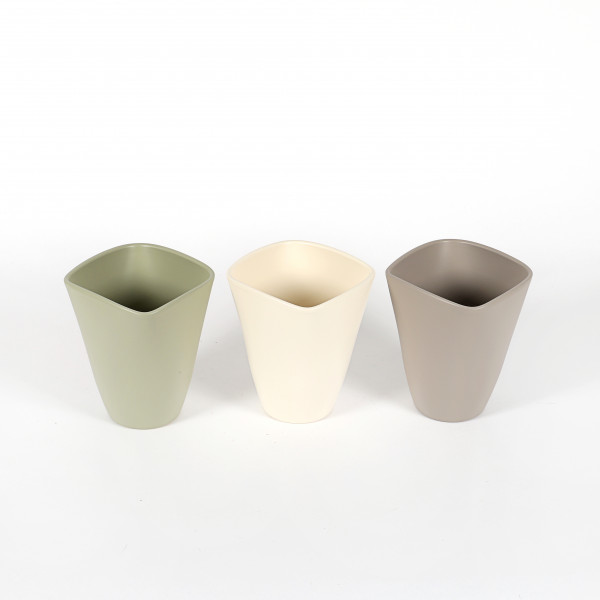 Keramik-Orchideen-Topf 14cm,matt,3 Farb sortiert, creme/khaki/grau