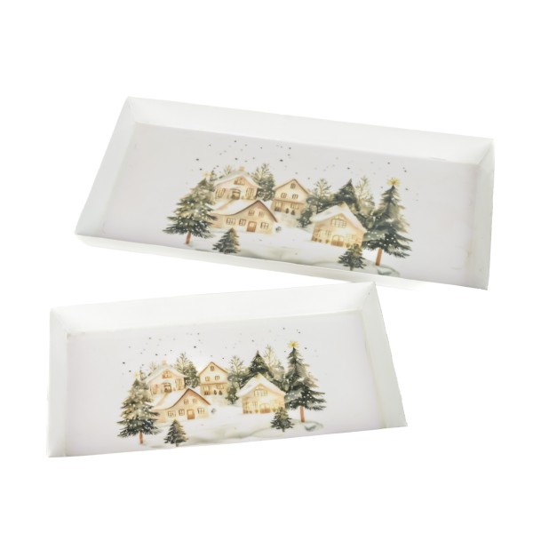 Tablett Winterszene mit Haus