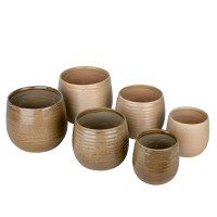 Keramik Topf Luca bauchig,matt glasiert creme&taupe sortiert Keramik Topf Luca bauchig,matt glasiert creme&taupe sortiert