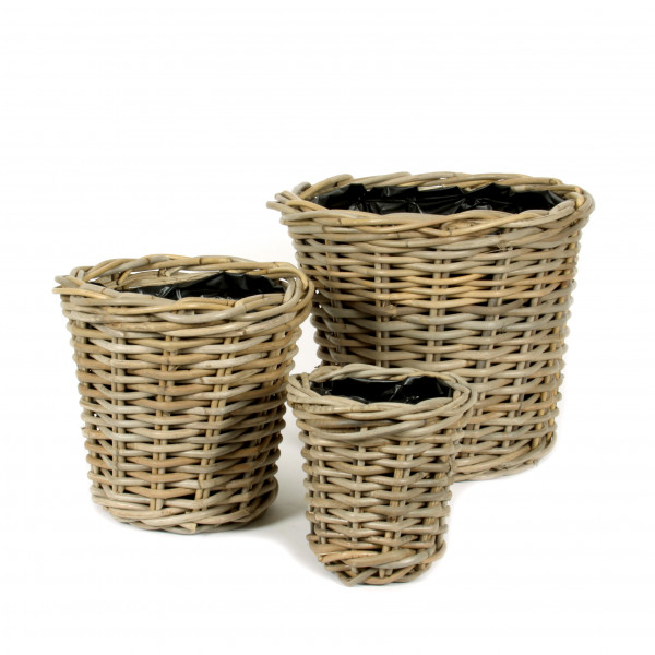Rustikaler Rattan Korb, rund S/3 (D.34,25,18cm)