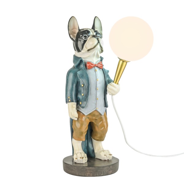 Poly-Lampe Hund Homer mit Frack& Weste, 21x20xh44 cm